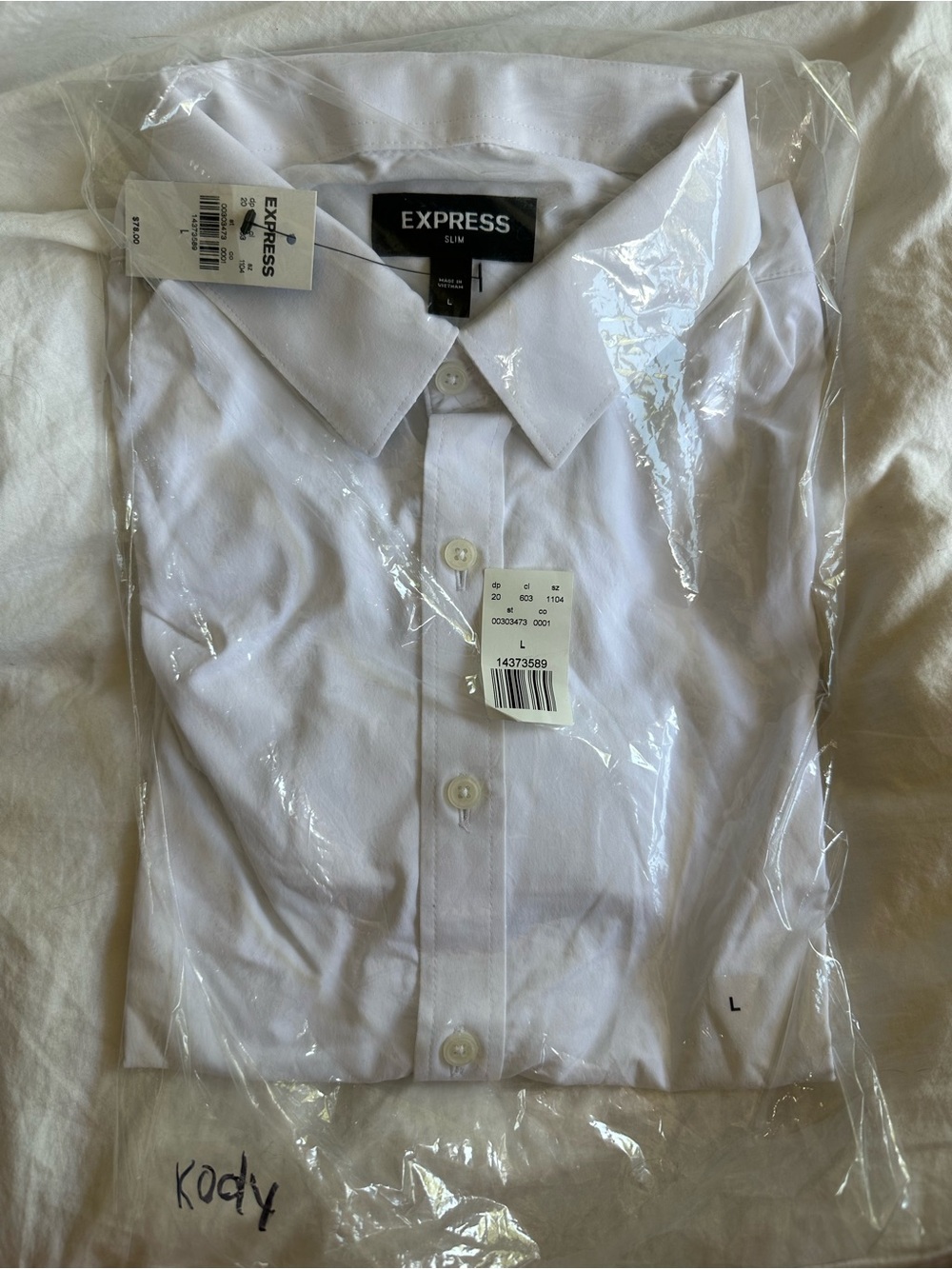 NWT Express Men's Slim Dress Shirt in White